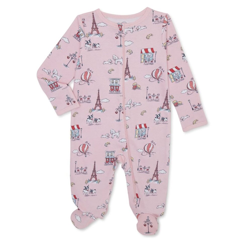 Wonder Nation Baby Paris Sleep N Play One Piece - Pink Sky - 3-6 months